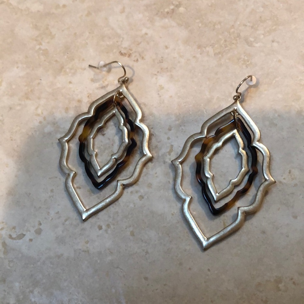 Tortoise Shell & Antique Gold Earrings